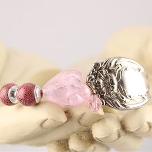 Handmade silver plated and glass beaded bracelet